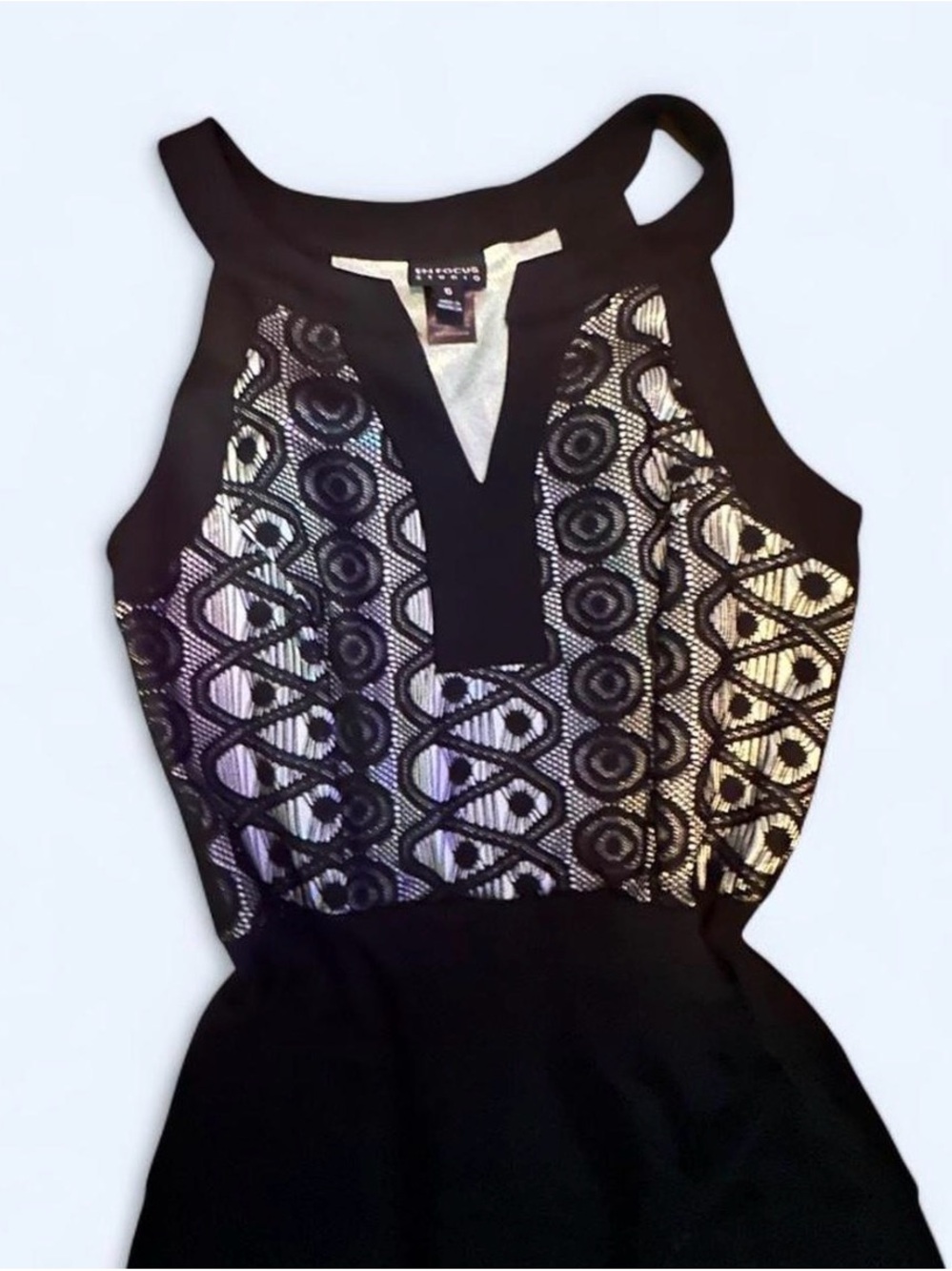 Black Lace-Front Sleeveless Bodysuit